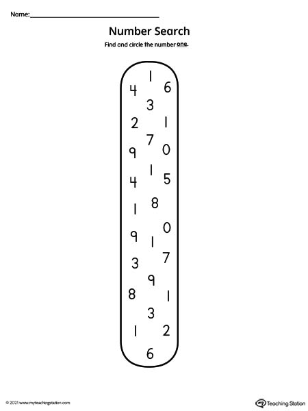 Number search worksheets for kids to practice their number recognition skills.