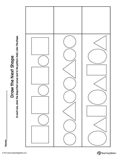 Pre-K printable worksheet: What comes next in the pattern?