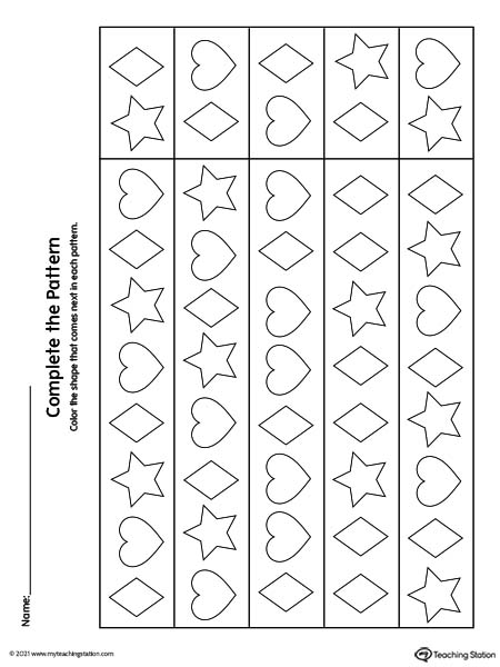 Pattern printable worksheets for kids.