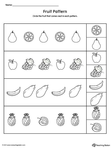 Kindergarten pattern printable worksheets.