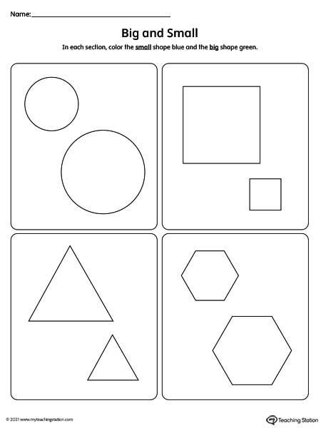 Big and small worksheets for kids.